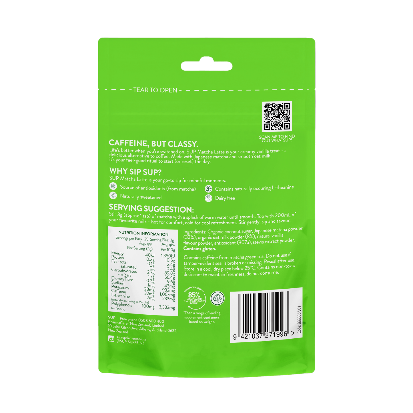 SUP Matcha Latte Vanilla Powder 75g